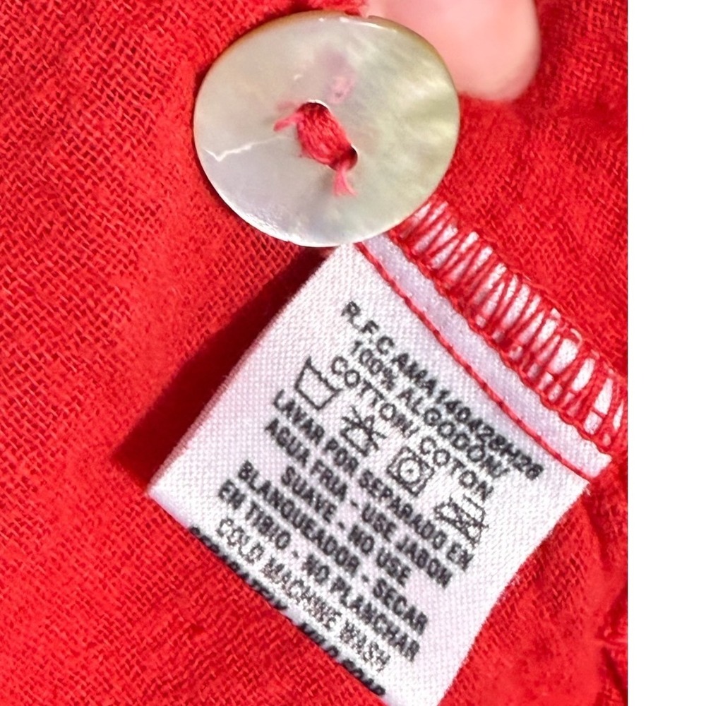 Oh My Gauze Red Cotton Gauze Button Front Oversized Blouse Sz XL - Picture 4 of 10